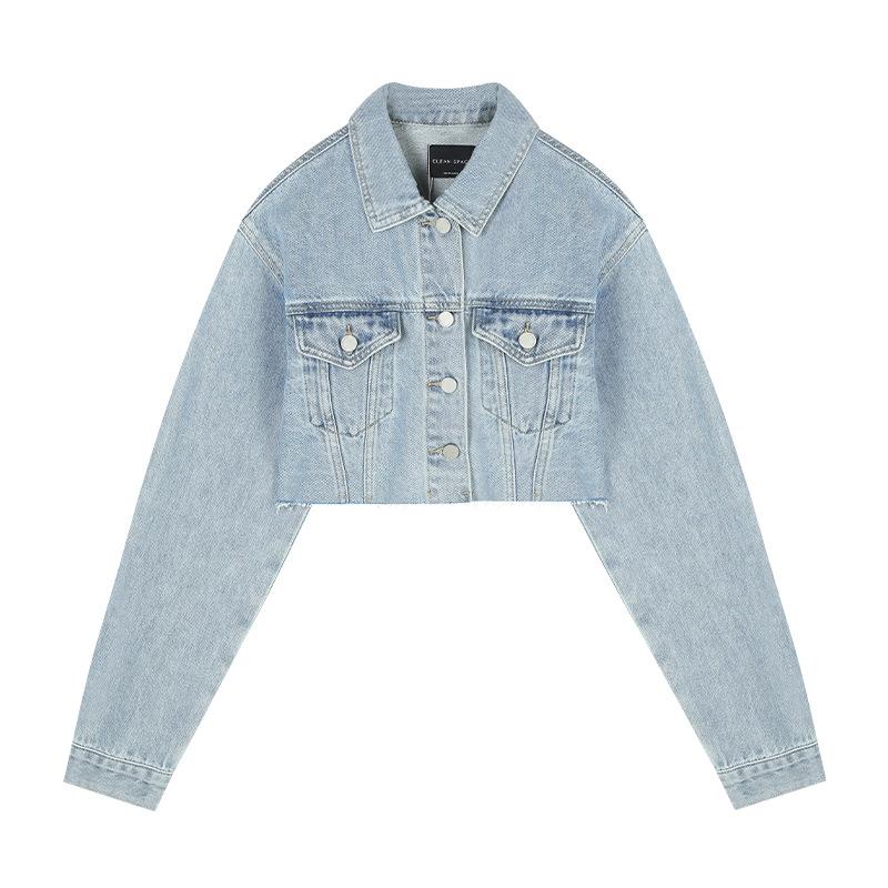 Blousons & Vestes  Femme | Blouson Court En Denim Blousons & Vestes Bleu jean clair