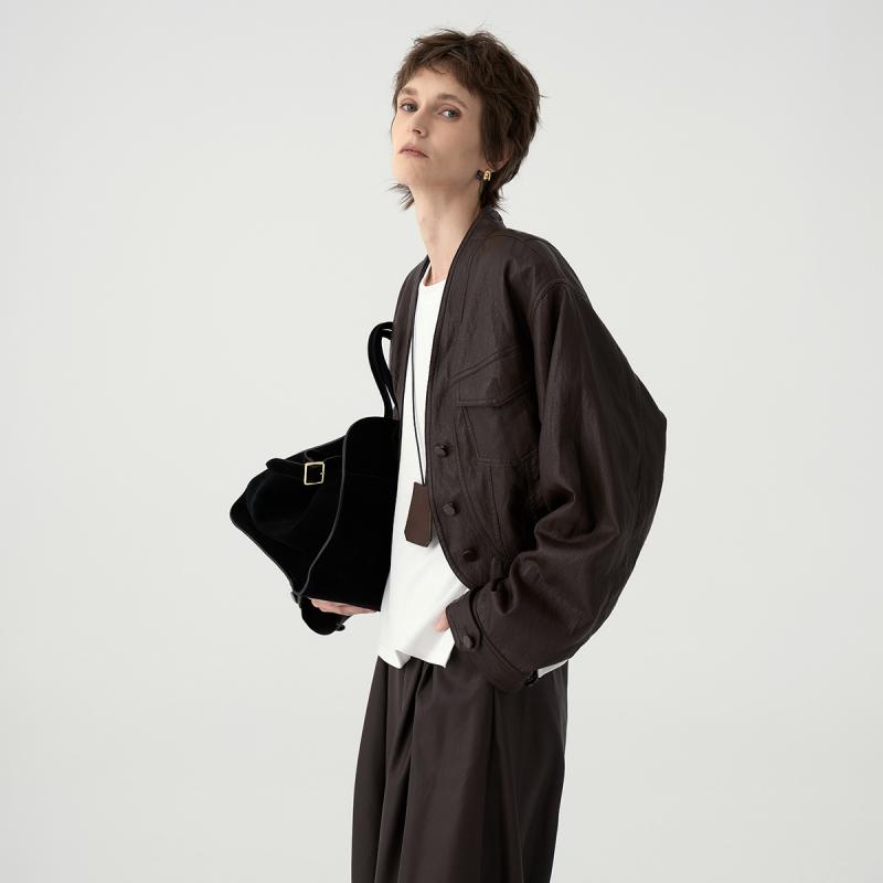 Blousons & Vestes  Femme | Blouson En Cuir Oversize Blousons & Vestes Blousons & Vestes