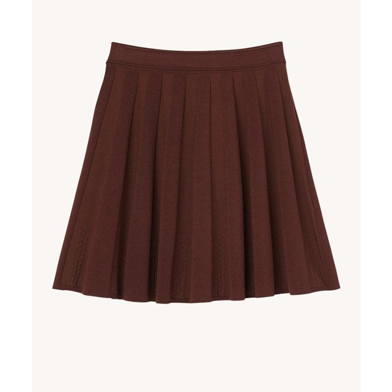 Jupes & Shorts  Femme | Jupe Courte En Maille Plissée Femme BORDEAUX