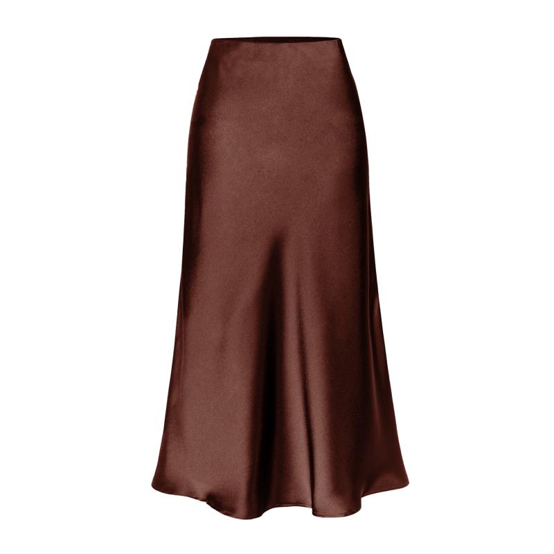 Jupes & Shorts  Femme | Jupe Midi Fluide Satinée Femme CAPPUCINO