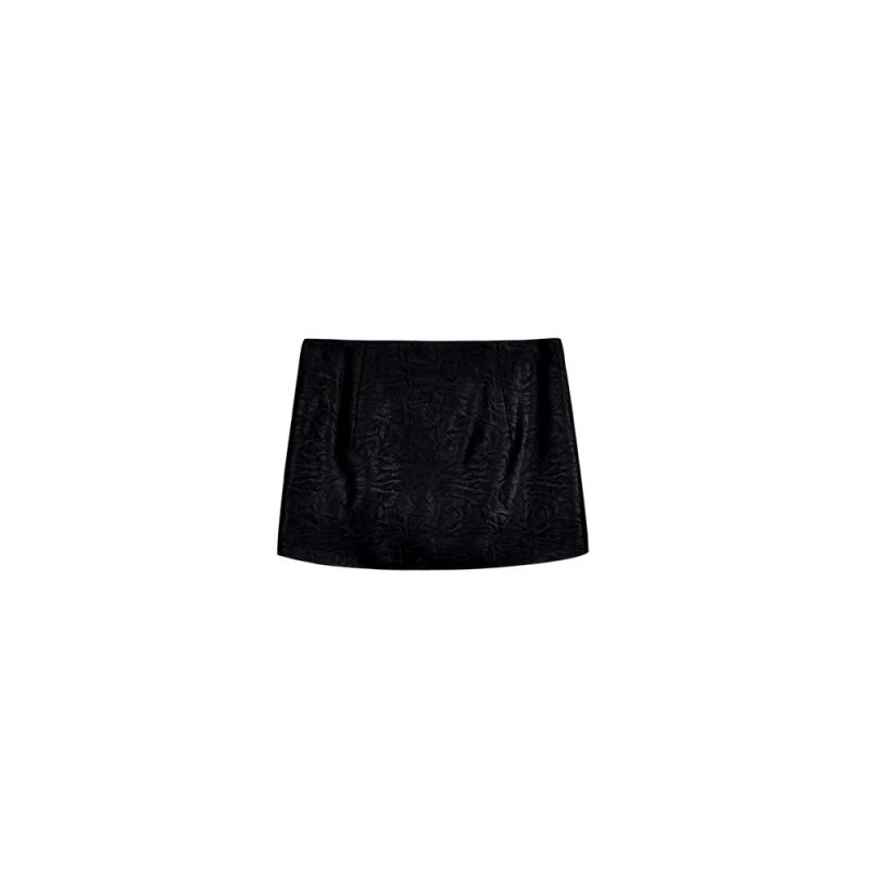 Jupes & Shorts  Femme | Mini Jupe Asymétrique En Jacquard Chat Femme ANTHRACITE