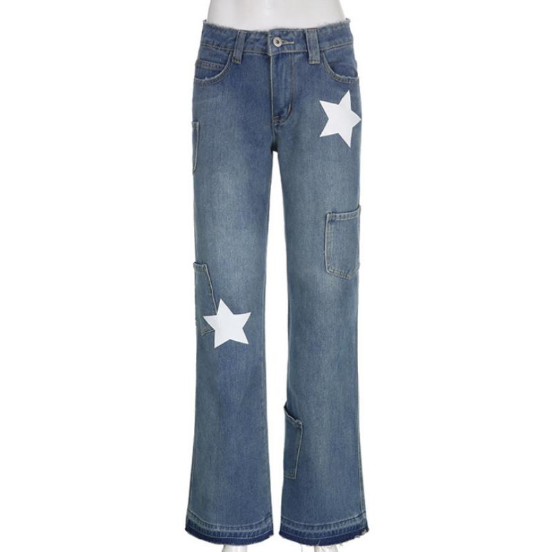 Pantalons & Jeans  Femme | Jean À Jacquard Étoiles Femme Bleu jean