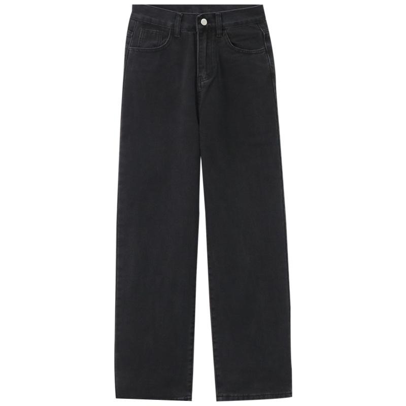 Pantalons & Jeans  Femme | Jean Droit À Bords Francs Femme Black - Denim