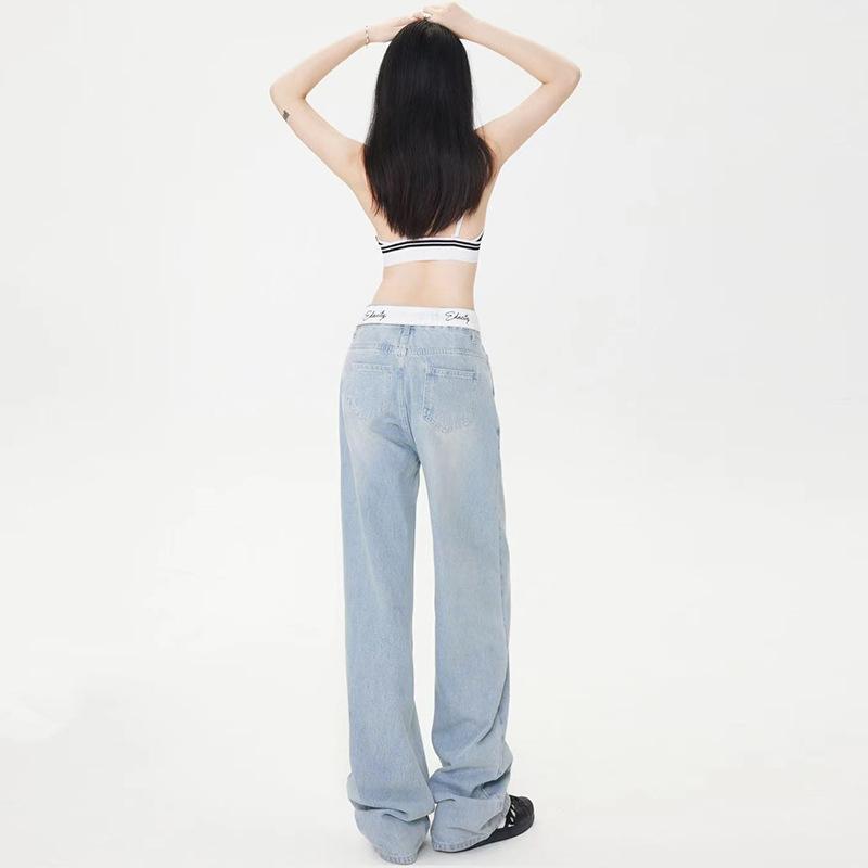 Pantalons & Jeans  Femme | Jean Oversize En Denim Et Tweed Mélangés À Détail 4G Liquid Femme BLANC