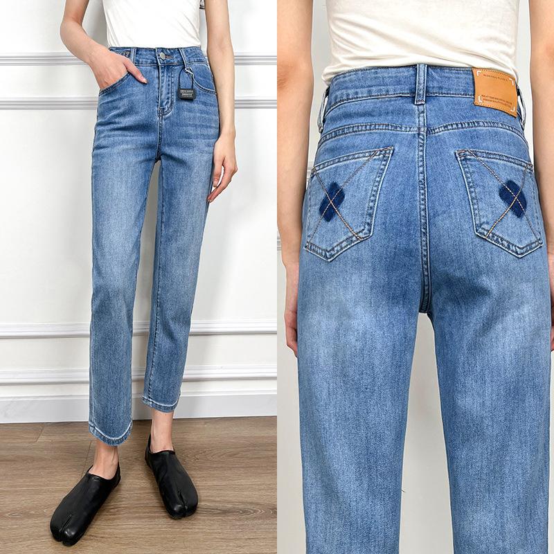 Pantalons & Jeans  Femme | Jean Toto Détail Logo Poche Arrière Femme DENIM BLEU