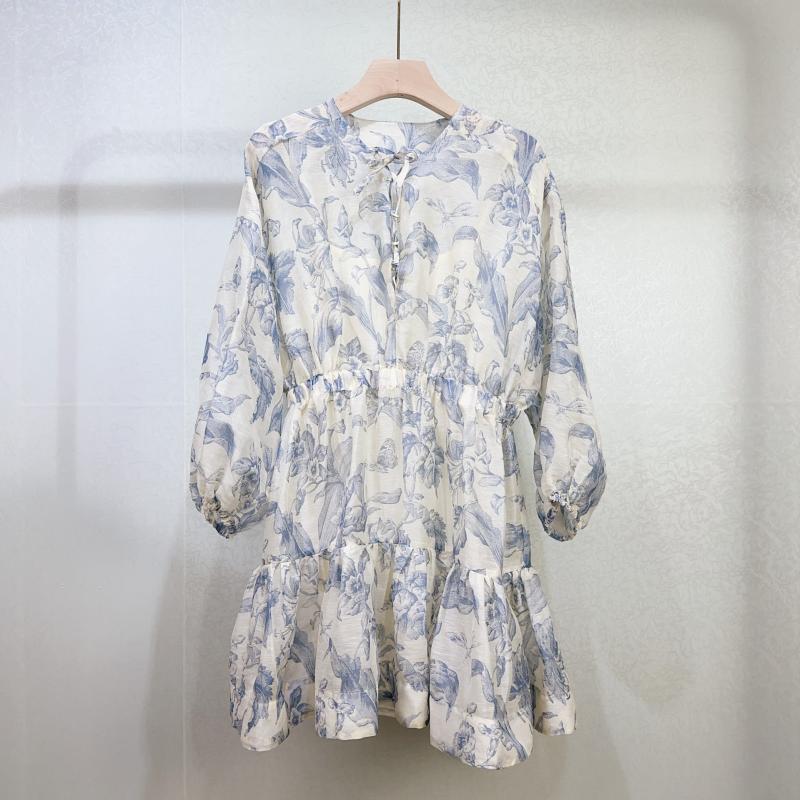 Robes  Femme | Robe À Imprimé Fleuri Femme Ecru / Bleu