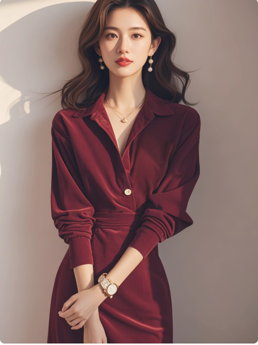 Robes  Femme | Robe Longue Fluide Croisée Bordeaux Femme BORDEAUX