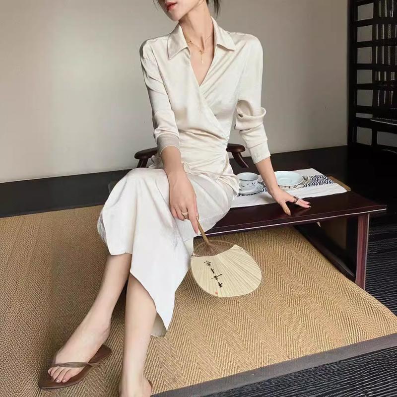 Robes  Femme | Robe Midi Portefeuille Femme BEIGE GLACE