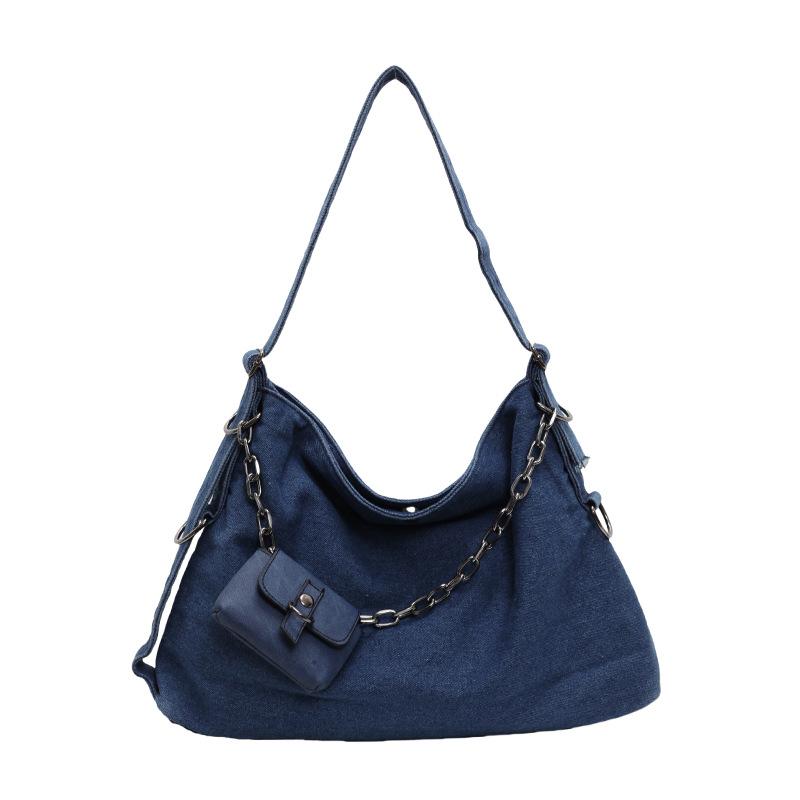 Sacs  Femme | Sac Voyou Chain Medium En Denim Délavé Accessoires BLEU MOYEN