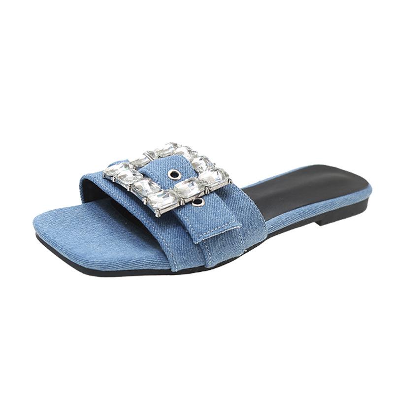 Sandales, Escarpins Et Mules  Femme | Mules 4G En Denim Délavé Chaussures BLEU MOYEN