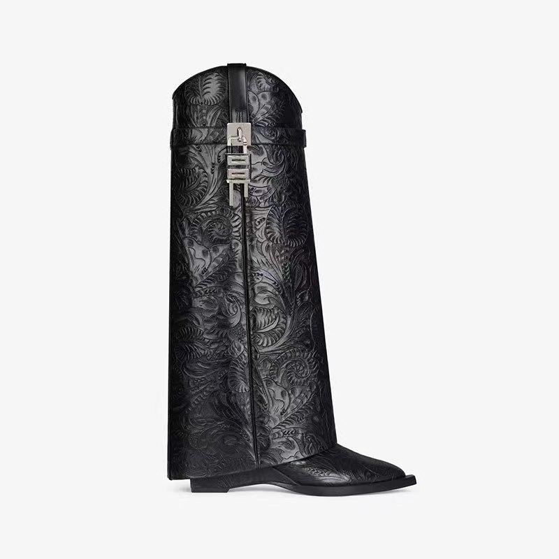 Shark Lock  Femme | Bottes Shark Lock Cowboy En Cuir À Motif Western Chaussures Femme