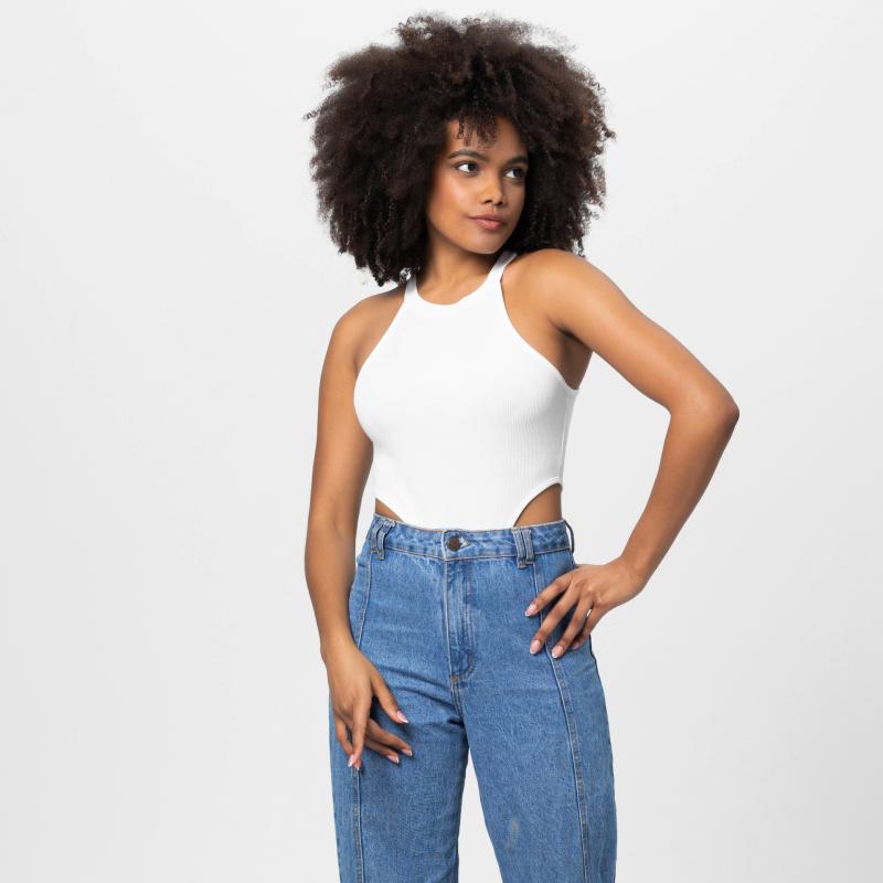 T-Shirts & Polos  Femme | Débardeur Cropped En Coton À Détail 4G Et Imprimé Roses Femme BLANC