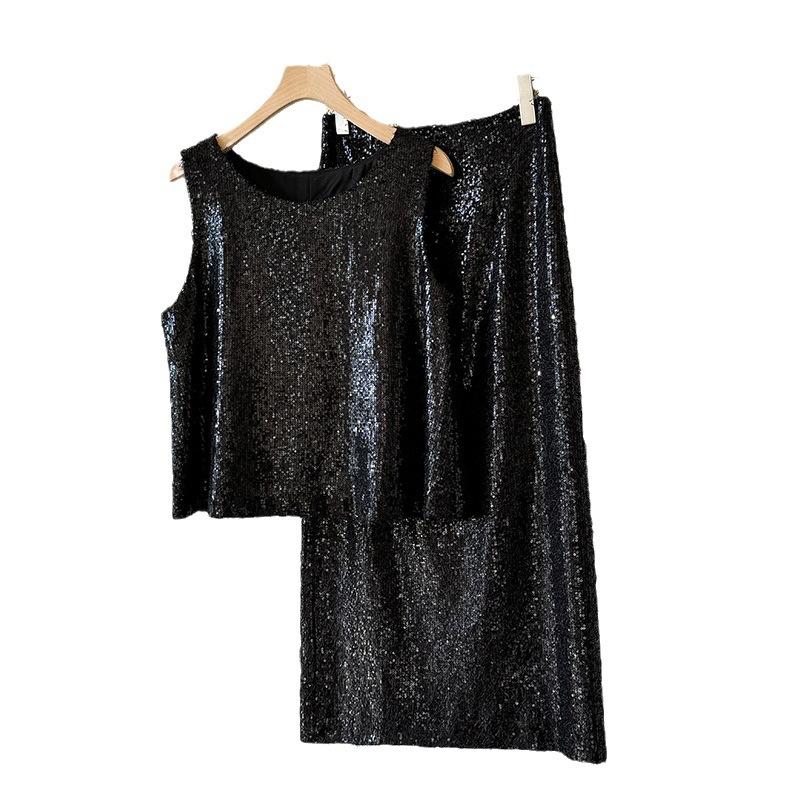 Tops & Chemises  Femme | Top À Sequins Noir Femme Femme