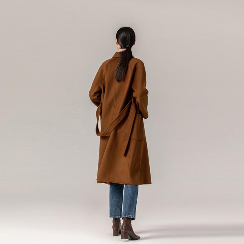 Vestes & Manteaux  Femme | Manteau Long Ceinturé Marron Femme CHOCOLAT