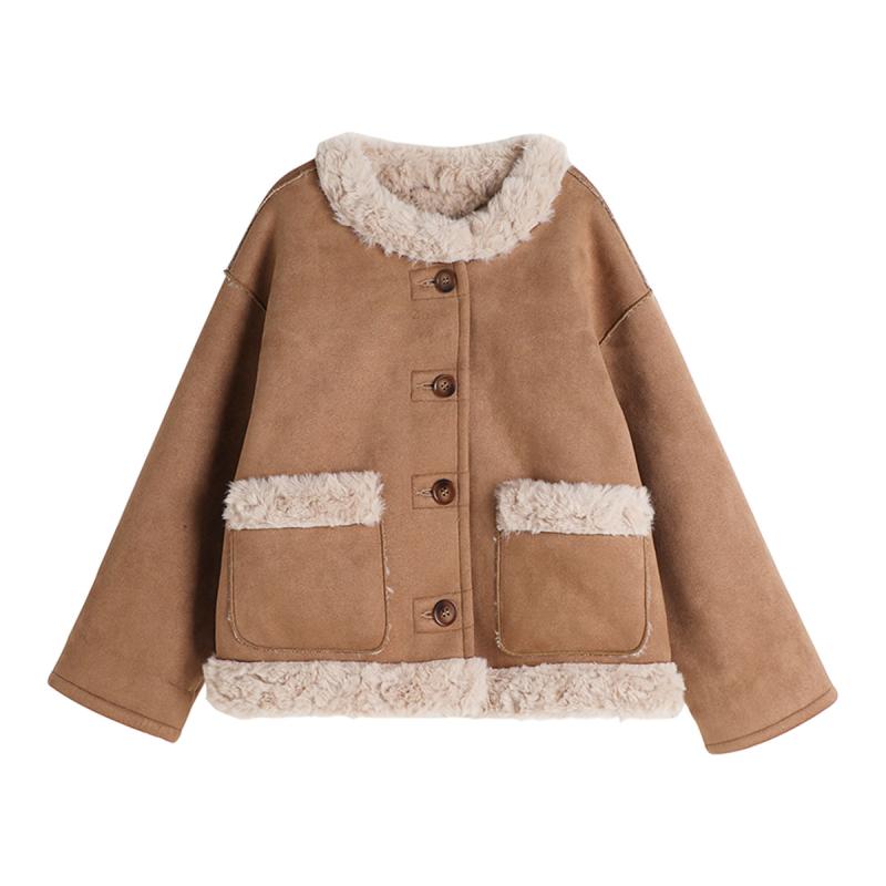 Vestes & Manteaux  Femme | Veste Peau Lainée Courte Beige Femme BEIGE