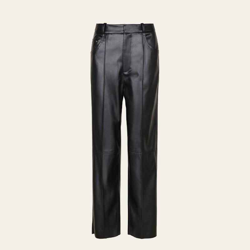 Pantalons & Jeans  Femme | Pantalon Droit Cuir Femme Femme